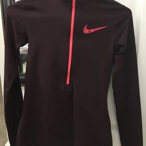 Nike burgundy and neon orange zip up